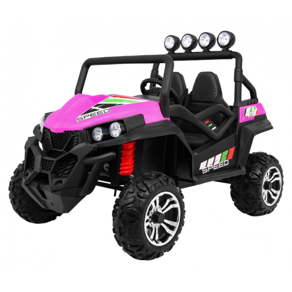 JOKO Elektrické autíčko Grand Buggy 4x4 Lift, Dvojmiestne kožené sedadlo, penové kolesá, FM rádio, nosnosť 59kg, ružové