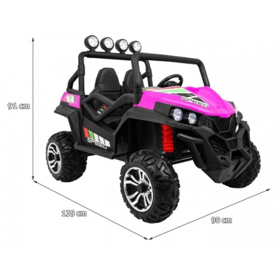 JOKO Elektrické autíčko Grand Buggy 4x4 Lift, Dvojmiestne kožené sedadlo, penové kolesá, FM rádio, nosnosť 59kg, ružové