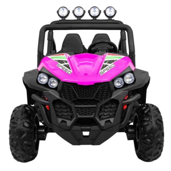 JOKO Elektrické autíčko Grand Buggy 4x4 Lift, Dvojmiestne kožené sedadlo, penové kolesá, FM rádio, nosnosť 59kg, ružové