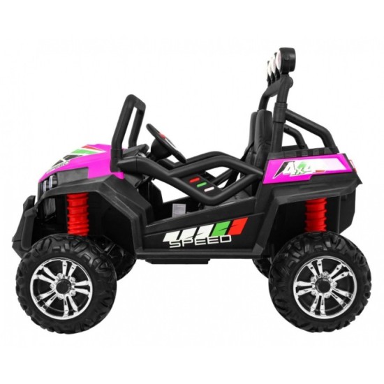 JOKO Elektrické autíčko Grand Buggy 4x4 Lift, Dvojmiestne kožené sedadlo, penové kolesá, FM rádio, nosnosť 59kg, ružové