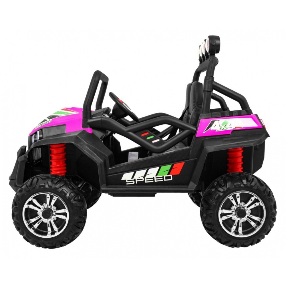 JOKO Elektrické autíčko Grand Buggy 4x4 Lift, Dvojmiestne kožené sedadlo, penové kolesá, FM rádio, nosnosť 59kg, ružové