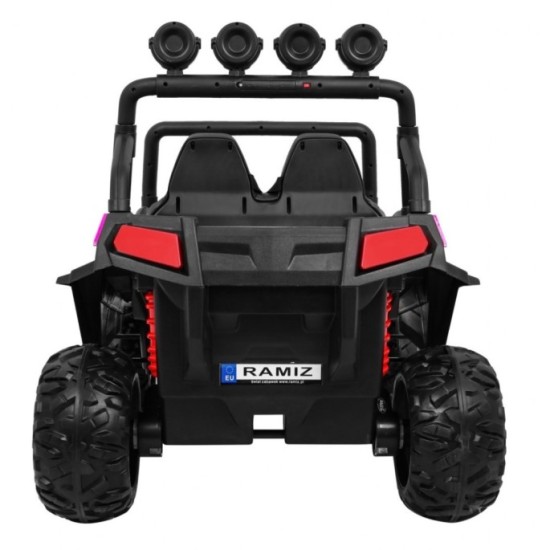 JOKO Elektrické autíčko Grand Buggy 4x4 Lift, Dvojmiestne kožené sedadlo, penové kolesá, FM rádio, nosnosť 59kg, ružové