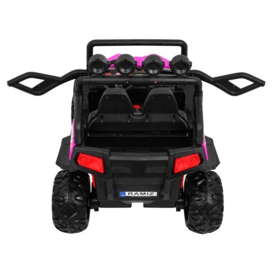 JOKO Elektrické autíčko Grand Buggy 4x4 Lift, Dvojmiestne kožené sedadlo, penové kolesá, FM rádio, nosnosť 59kg, ružové