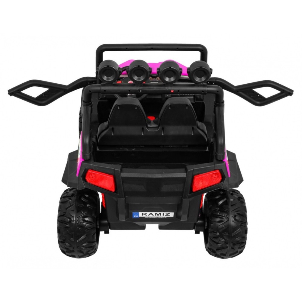 JOKO Elektrické autíčko Grand Buggy 4x4 Lift, Dvojmiestne kožené sedadlo, penové kolesá, FM rádio, nosnosť 59kg, ružové