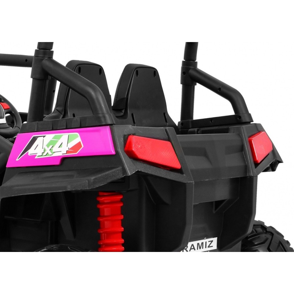 JOKO Elektrické autíčko Grand Buggy 4x4 Lift, Dvojmiestne kožené sedadlo, penové kolesá, FM rádio, nosnosť 59kg, ružové