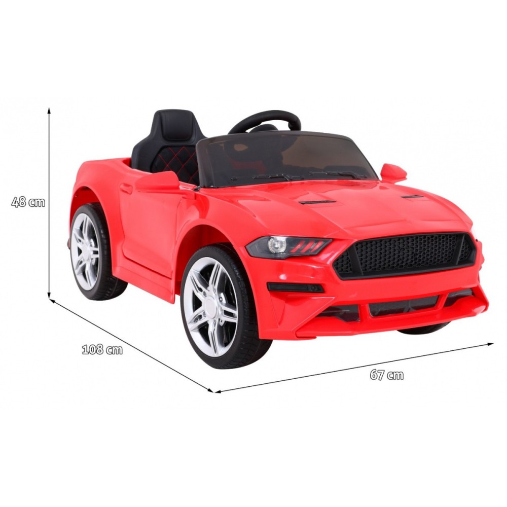 JOKO Elektrické autíčko Mustang GT, penové kolesá, kožené sedadlo, USB, MP3, červené