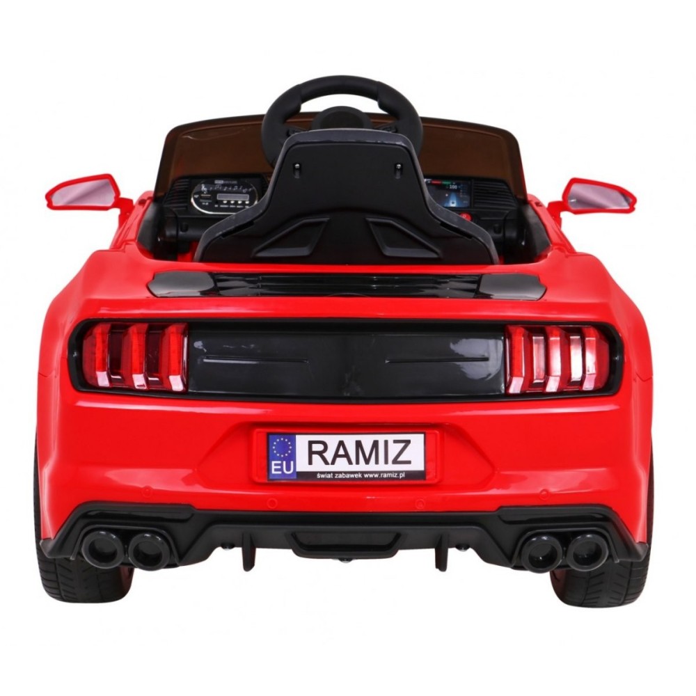 JOKO Elektrické autíčko Mustang GT, penové kolesá, kožené sedadlo, USB, MP3, červené