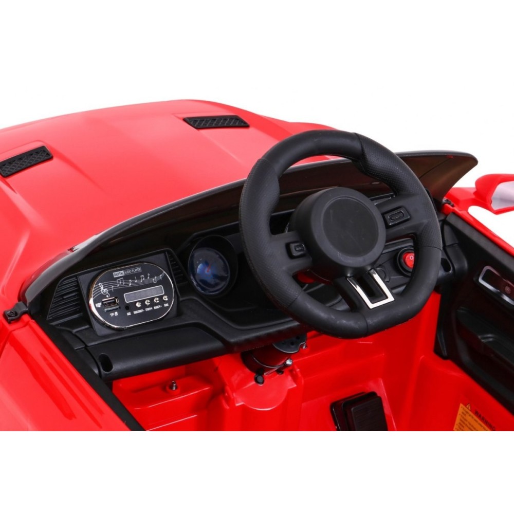 JOKO Elektrické autíčko Mustang GT, penové kolesá, kožené sedadlo, USB, MP3, červené