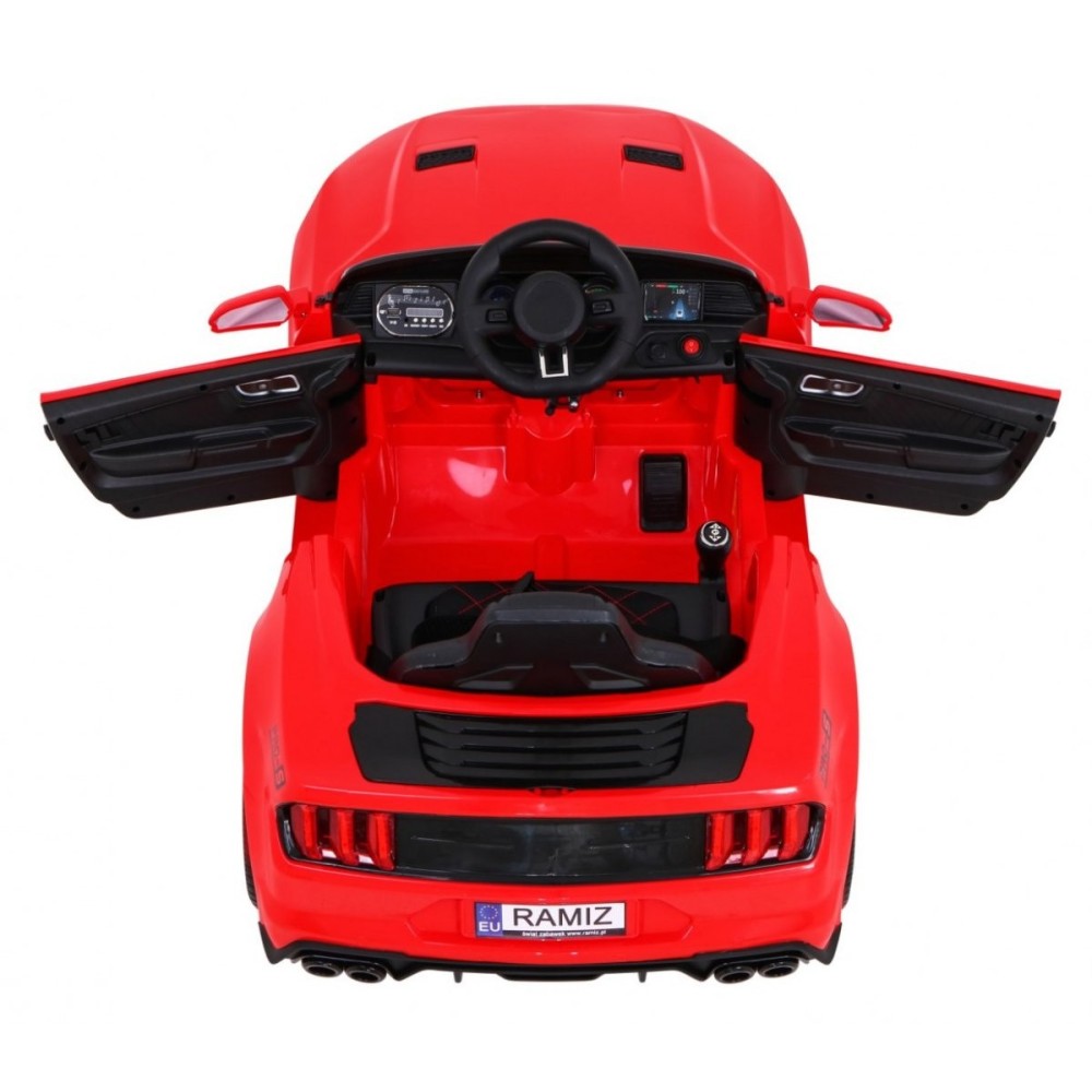 JOKO Elektrické autíčko Mustang GT, penové kolesá, kožené sedadlo, USB, MP3, červené