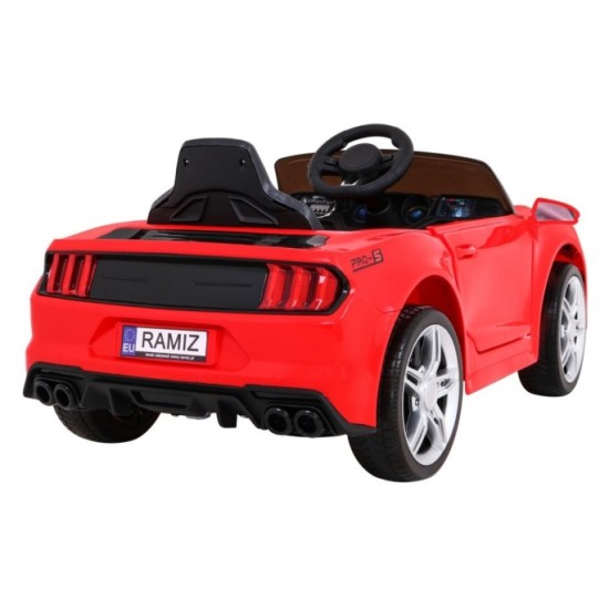 JOKO Elektrické autíčko Mustang GT, penové kolesá, kožené sedadlo, USB, MP3, červené