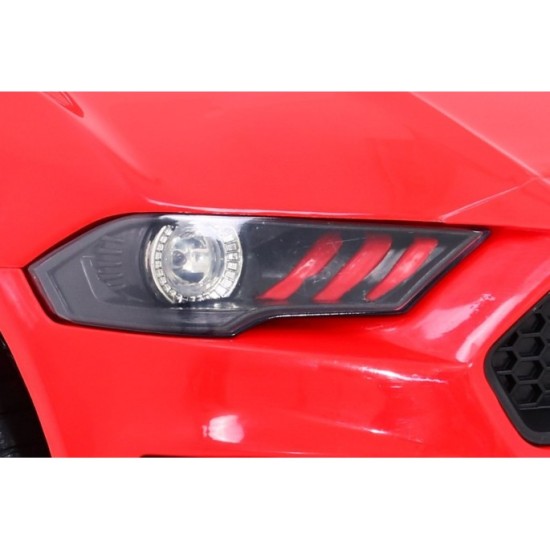 JOKO Elektrické autíčko Mustang GT, penové kolesá, kožené sedadlo, USB, MP3, červené