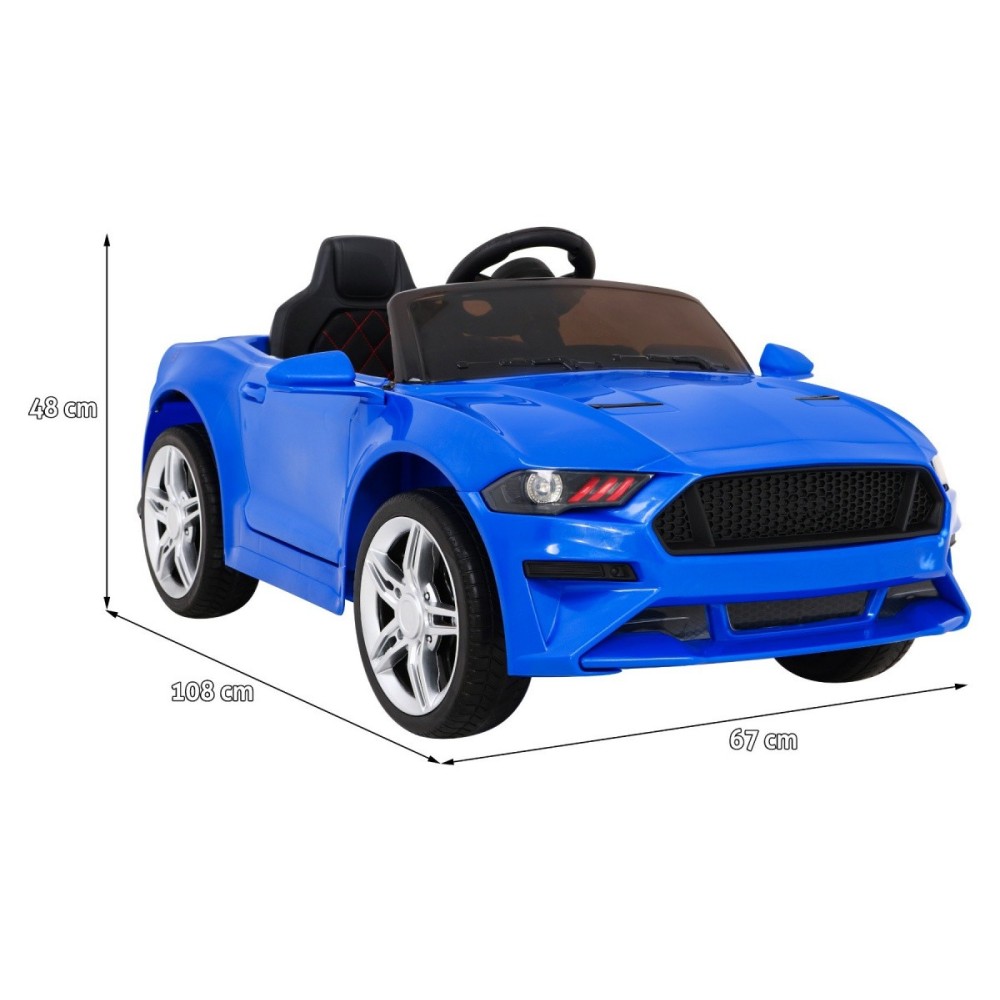 JOKO Elektrické autíčko Mustang GT, penové kolesá, kožené sedadlo, USB, MP3, modré
