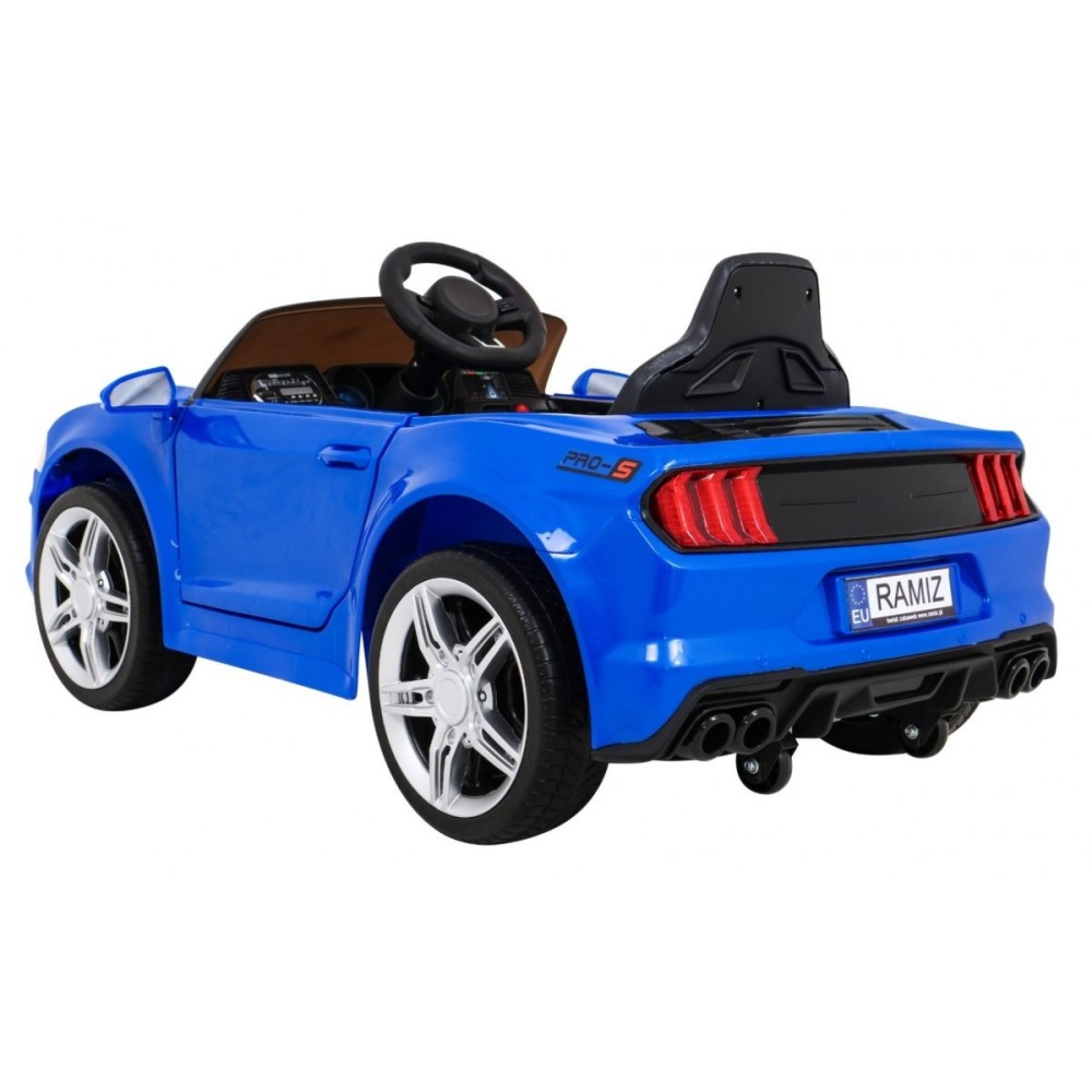 JOKO Elektrické autíčko Mustang GT, penové kolesá, kožené sedadlo, USB, MP3, modré