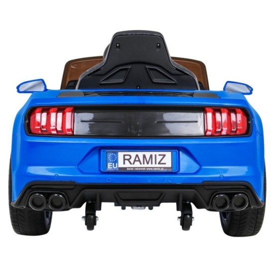 JOKO Elektrické autíčko Mustang GT, penové kolesá, kožené sedadlo, USB, MP3, modré