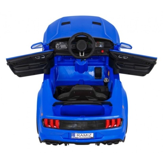 JOKO Elektrické autíčko Mustang GT, penové kolesá, kožené sedadlo, USB, MP3, modré