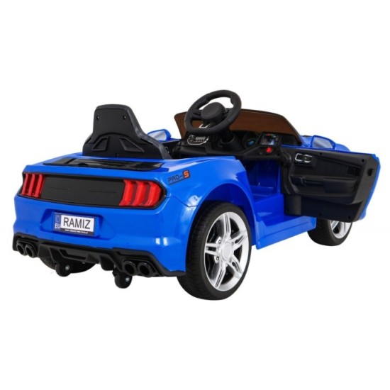 JOKO Elektrické autíčko Mustang GT, penové kolesá, kožené sedadlo, USB, MP3, modré