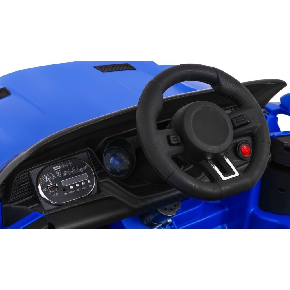 JOKO Elektrické autíčko Mustang GT, penové kolesá, kožené sedadlo, USB, MP3, modré