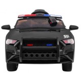 JOKO Elektrické autíčko Polícia Mustang GT, penové kolesá, kožené sedadlo, Megafón, čierne