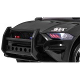 JOKO Elektrické autíčko Polícia Mustang GT, penové kolesá, kožené sedadlo, Megafón, čierne