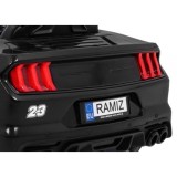 JOKO Elektrické autíčko Polícia Mustang GT, penové kolesá, kožené sedadlo, Megafón, čierne