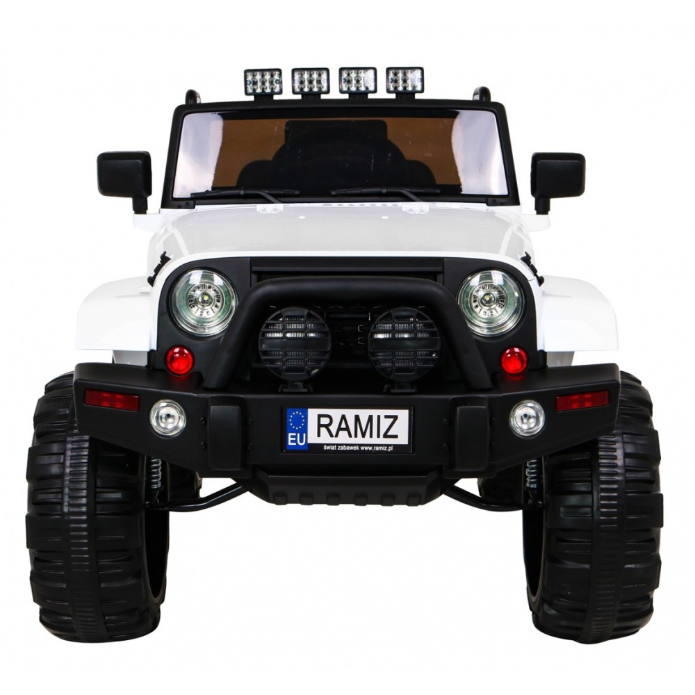 JOKO Elektrické autičko Jeep All Terrain 2x45W, penové kolesá, kožené sedadlo, FM rádio, biele