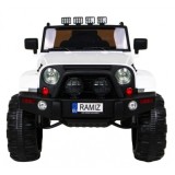 JOKO Elektrické autičko Jeep All Terrain 2x45W, penové kolesá, kožené sedadlo, FM rádio, biele