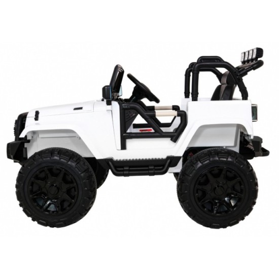 JOKO Elektrické autičko Jeep All Terrain 2x45W, penové kolesá, kožené sedadlo, FM rádio, biele