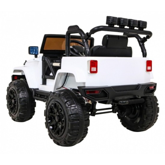 JOKO Elektrické autičko Jeep All Terrain 2x45W, penové kolesá, kožené sedadlo, FM rádio, biele