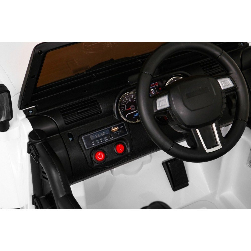 JOKO Elektrické autičko Jeep All Terrain 2x45W, penové kolesá, kožené sedadlo, FM rádio, biele