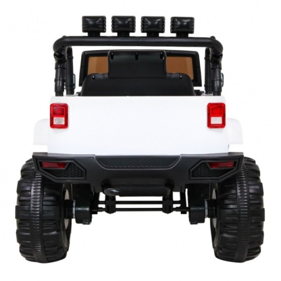 JOKO Elektrické autičko Jeep All Terrain 2x45W, penové kolesá, kožené sedadlo, FM rádio, biele