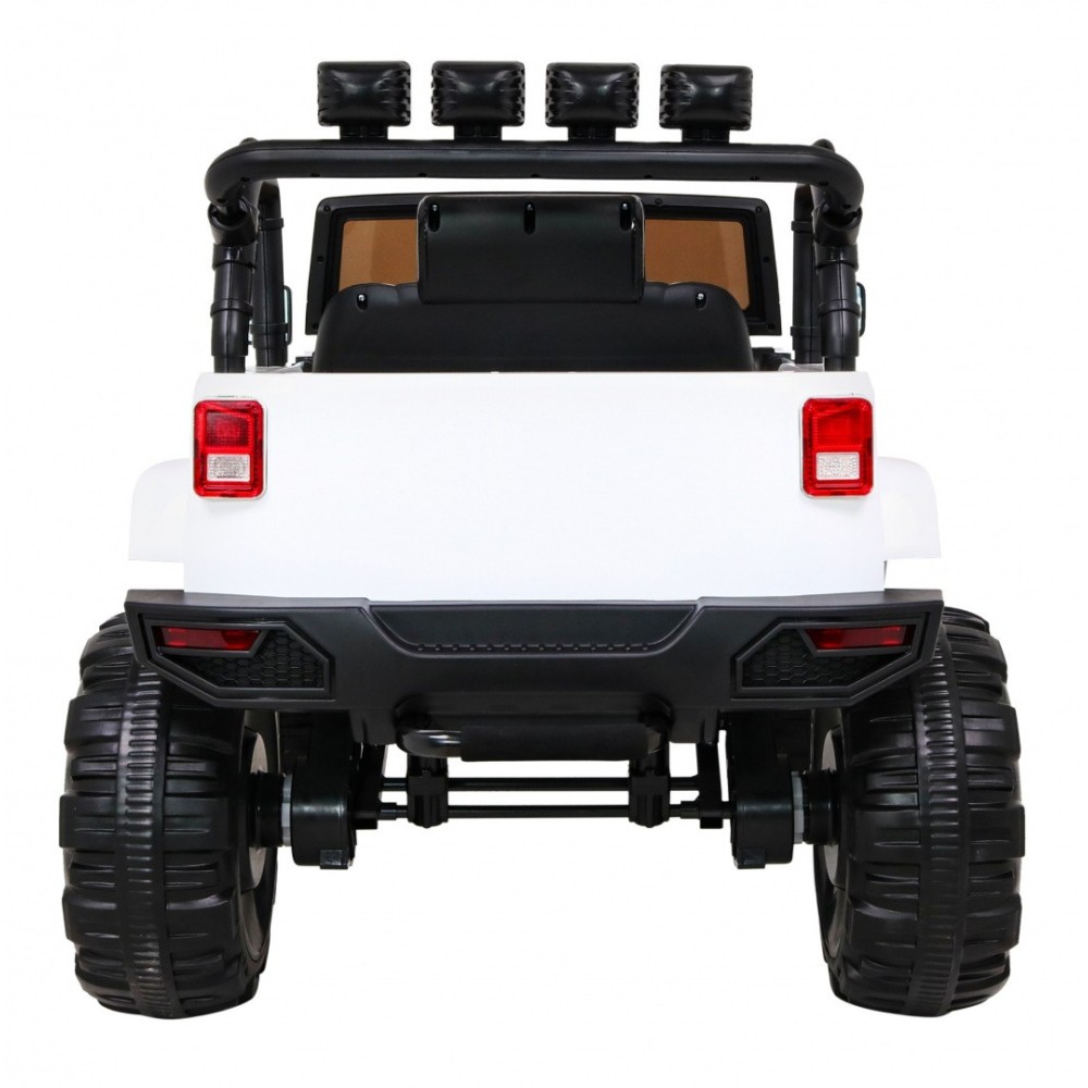 JOKO Elektrické autičko Jeep All Terrain 2x45W, penové kolesá, kožené sedadlo, FM rádio, biele