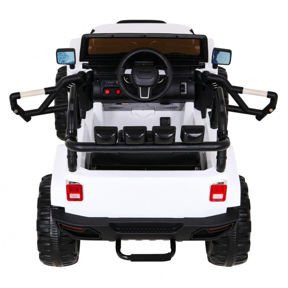 JOKO Elektrické autičko Jeep All Terrain 2x45W, penové kolesá, kožené sedadlo, FM rádio, biele