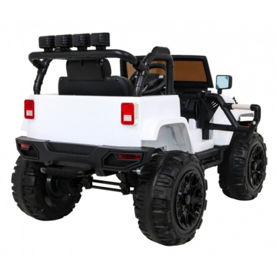 JOKO Elektrické autičko Jeep All Terrain 2x45W, penové kolesá, kožené sedadlo, FM rádio, biele