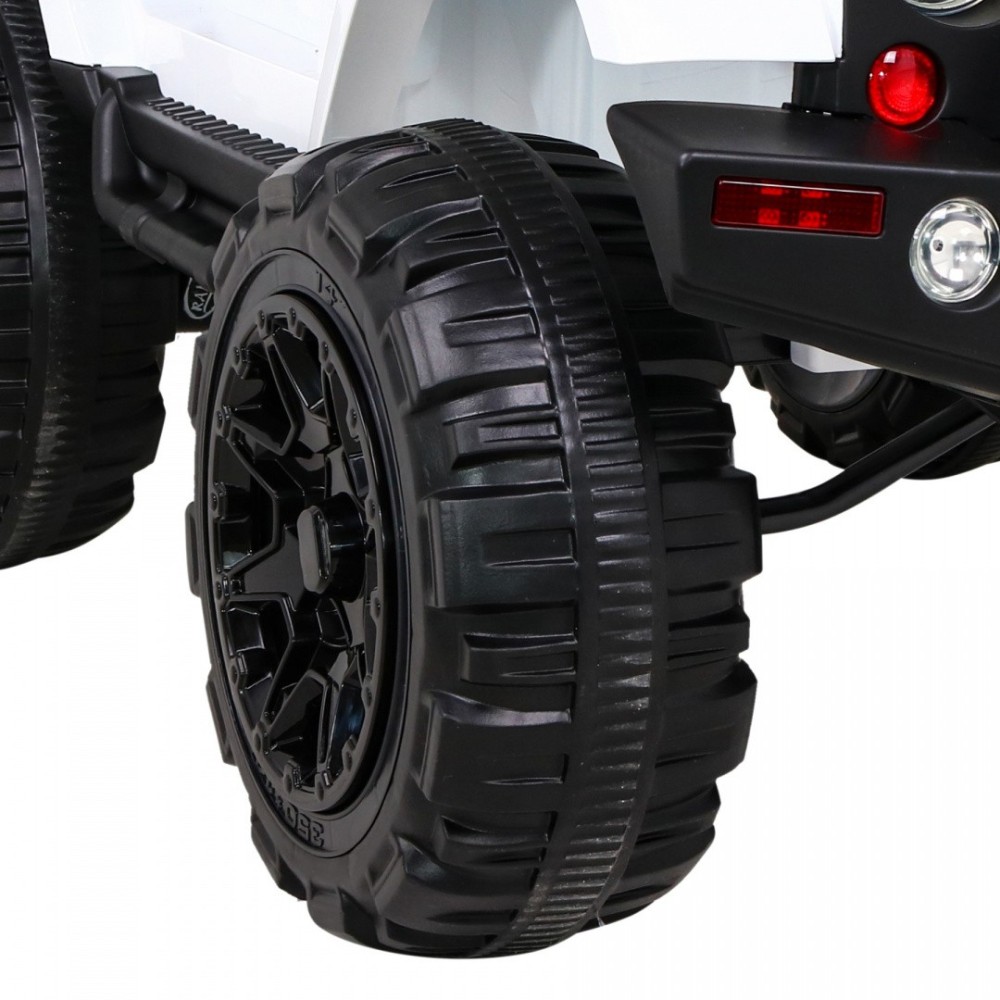 JOKO Elektrické autičko Jeep All Terrain 2x45W, penové kolesá, kožené sedadlo, FM rádio, biele