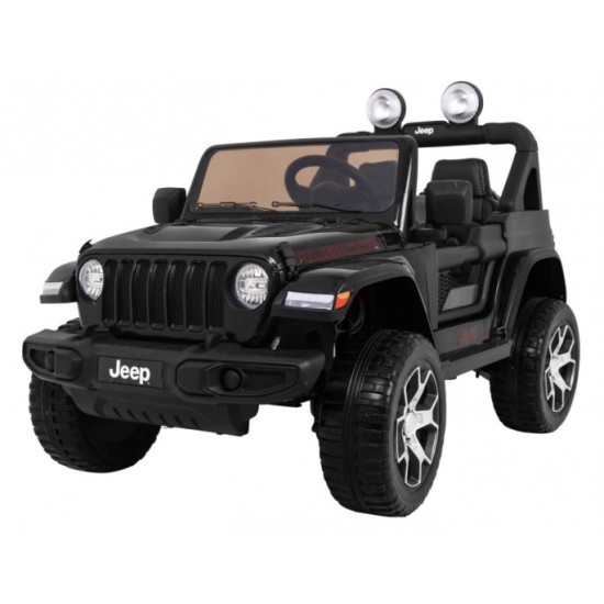 JOKO Elektrické autíčko JEEP Wrangler Rubicon 4x4, penové kolesá, kožené sedadlo, FM rádio, čierne