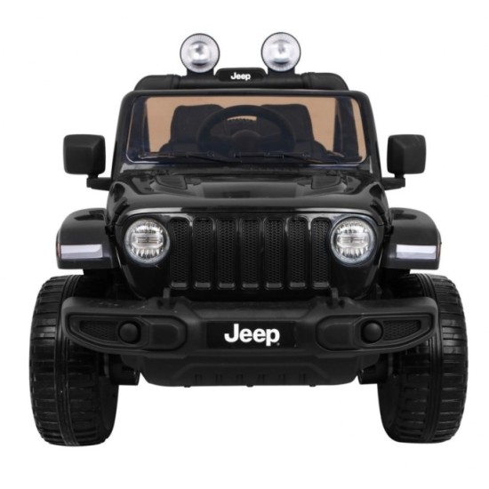 JOKO Elektrické autíčko JEEP Wrangler Rubicon 4x4, penové kolesá, kožené sedadlo, FM rádio, čierne