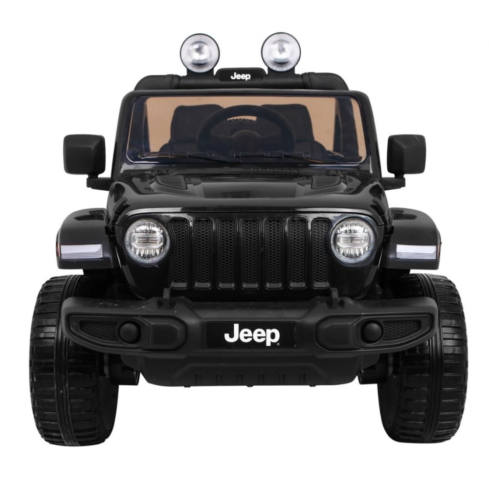 JOKO Elektrické autíčko JEEP Wrangler Rubicon 4x4, penové kolesá, kožené sedadlo, FM rádio, čierne