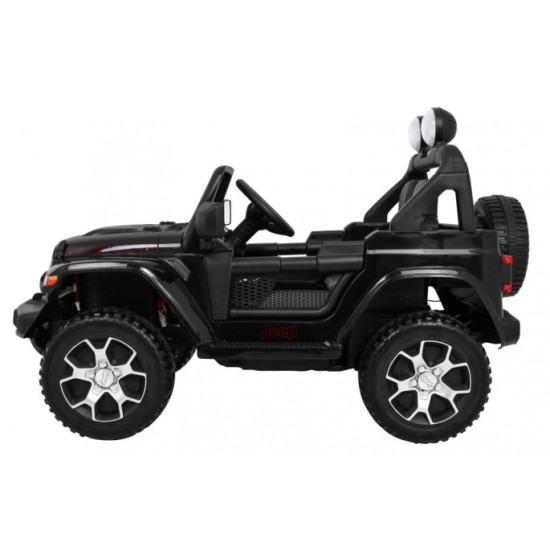 JOKO Elektrické autíčko JEEP Wrangler Rubicon 4x4, penové kolesá, kožené sedadlo, FM rádio, čierne