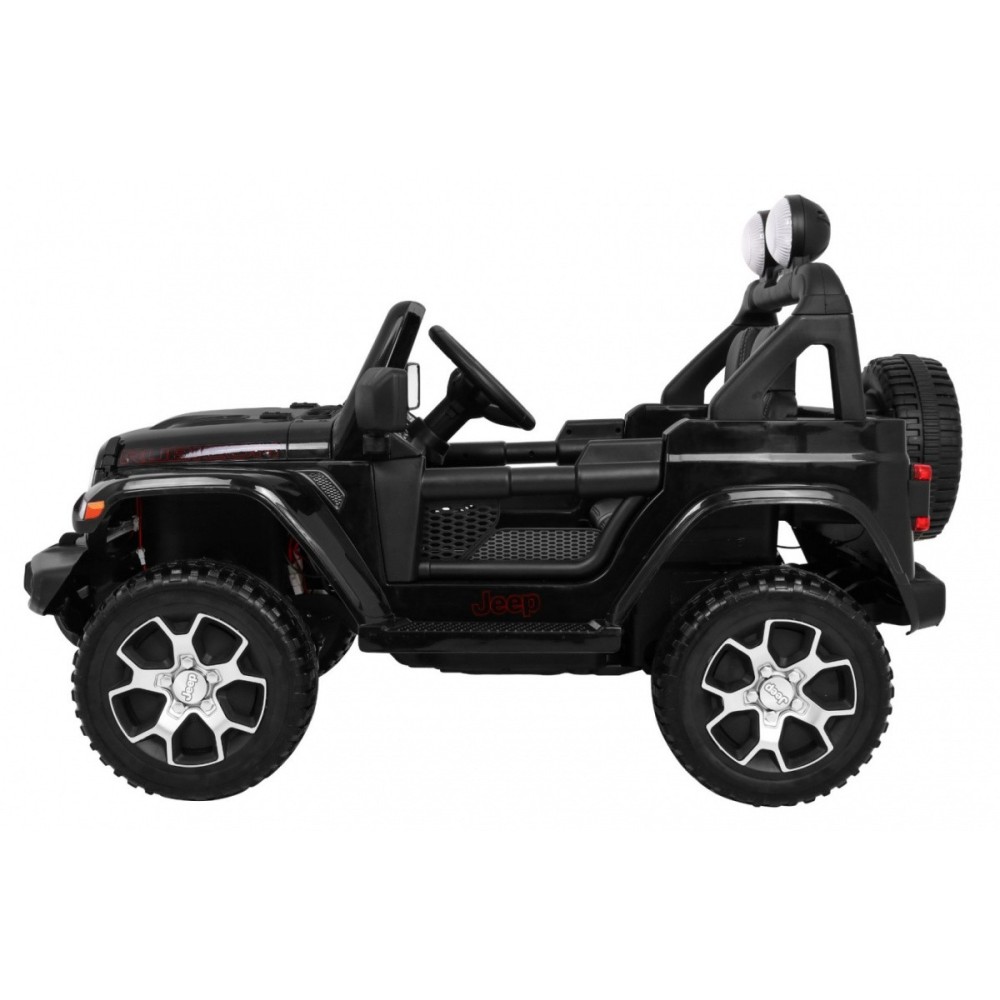JOKO Elektrické autíčko JEEP Wrangler Rubicon 4x4, penové kolesá, kožené sedadlo, FM rádio, čierne