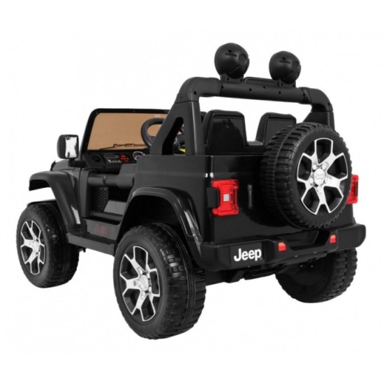 JOKO Elektrické autíčko JEEP Wrangler Rubicon 4x4, penové kolesá, kožené sedadlo, FM rádio, čierne