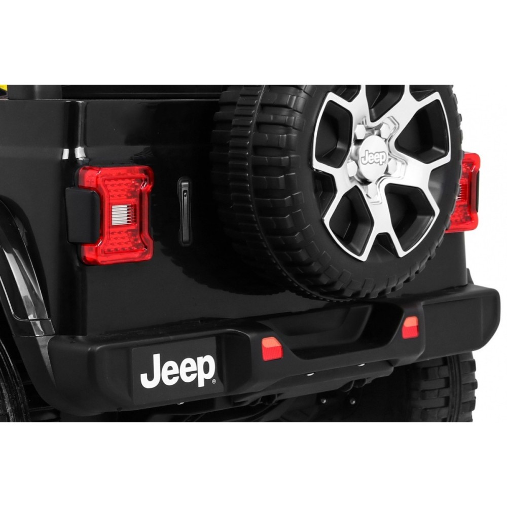 JOKO Elektrické autíčko JEEP Wrangler Rubicon 4x4, penové kolesá, kožené sedadlo, FM rádio, čierne