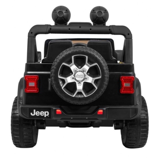 JOKO Elektrické autíčko JEEP Wrangler Rubicon 4x4, penové kolesá, kožené sedadlo, FM rádio, čierne