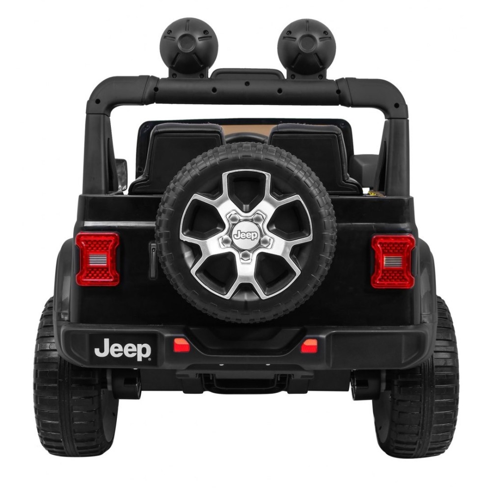 JOKO Elektrické autíčko JEEP Wrangler Rubicon 4x4, penové kolesá, kožené sedadlo, FM rádio, čierne