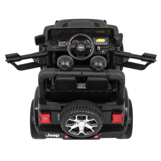 JOKO Elektrické autíčko JEEP Wrangler Rubicon 4x4, penové kolesá, kožené sedadlo, FM rádio, čierne