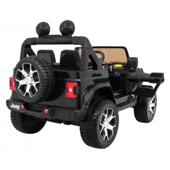 JOKO Elektrické autíčko JEEP Wrangler Rubicon 4x4, penové kolesá, kožené sedadlo, FM rádio, čierne