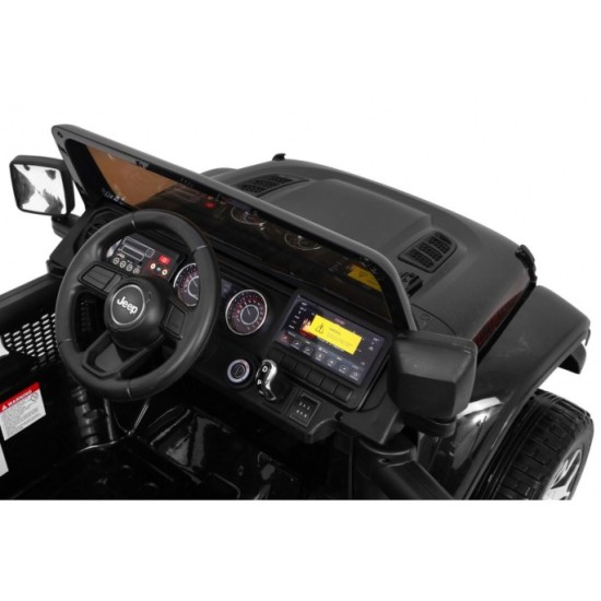 JOKO Elektrické autíčko JEEP Wrangler Rubicon 4x4, penové kolesá, kožené sedadlo, FM rádio, čierne