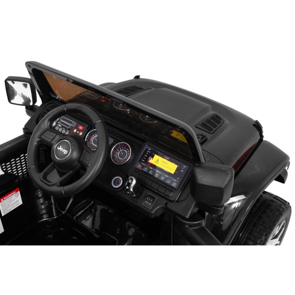 JOKO Elektrické autíčko JEEP Wrangler Rubicon 4x4, penové kolesá, kožené sedadlo, FM rádio, čierne
