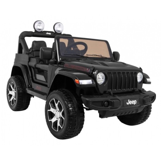 JOKO Elektrické autíčko JEEP Wrangler Rubicon 4x4, penové kolesá, kožené sedadlo, FM rádio, čierne