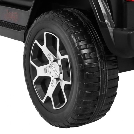 JOKO Elektrické autíčko JEEP Wrangler Rubicon 4x4, penové kolesá, kožené sedadlo, FM rádio, čierne