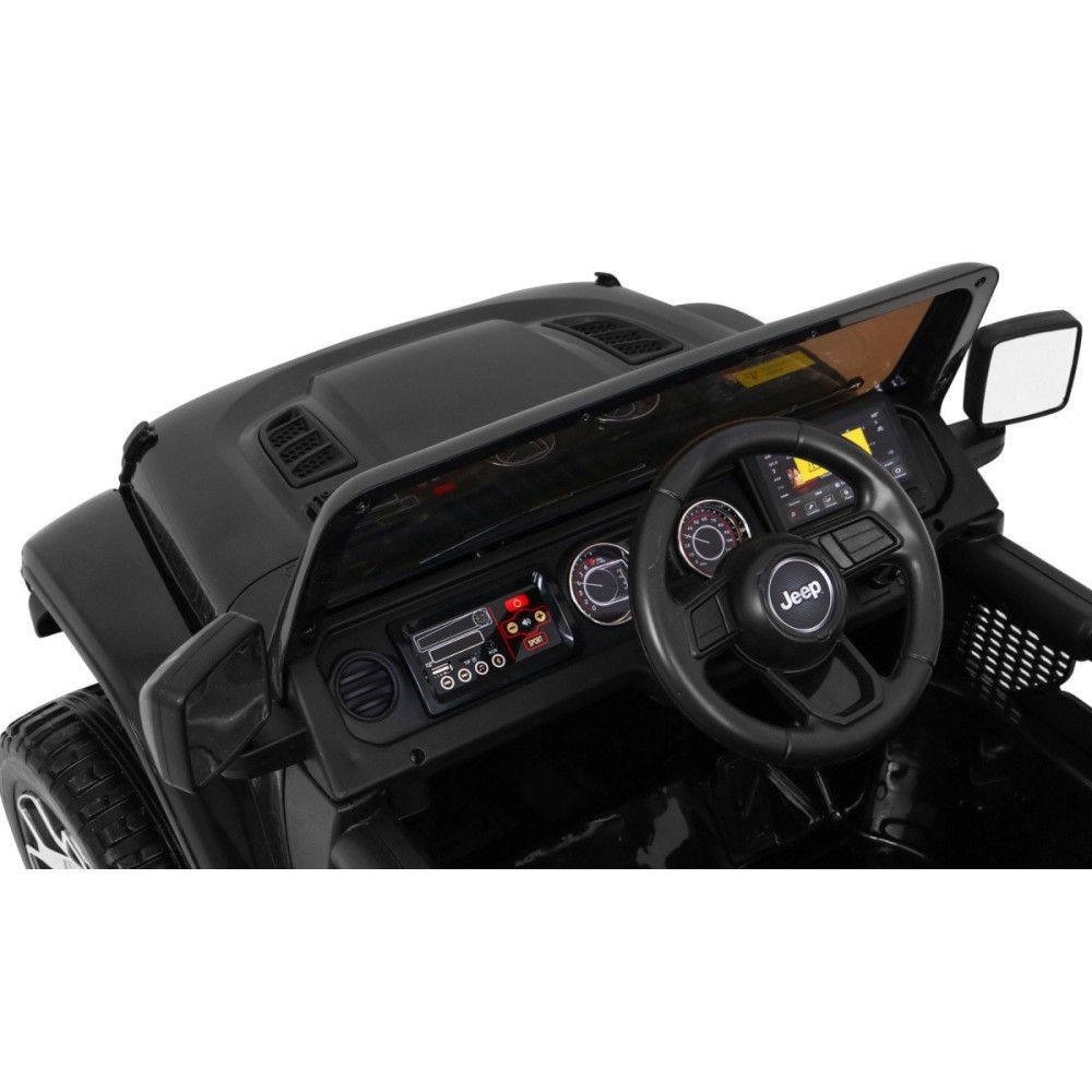 JOKO Elektrické autíčko JEEP Wrangler Rubicon 4x4, penové kolesá, kožené sedadlo, FM rádio, čierne
